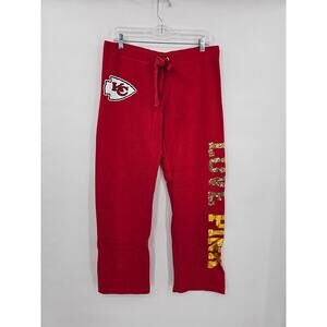 2011 VS Pink 5th & Ocean NFL Women's M KC Chiefs Logo Sequin Red Sweatpants EUC